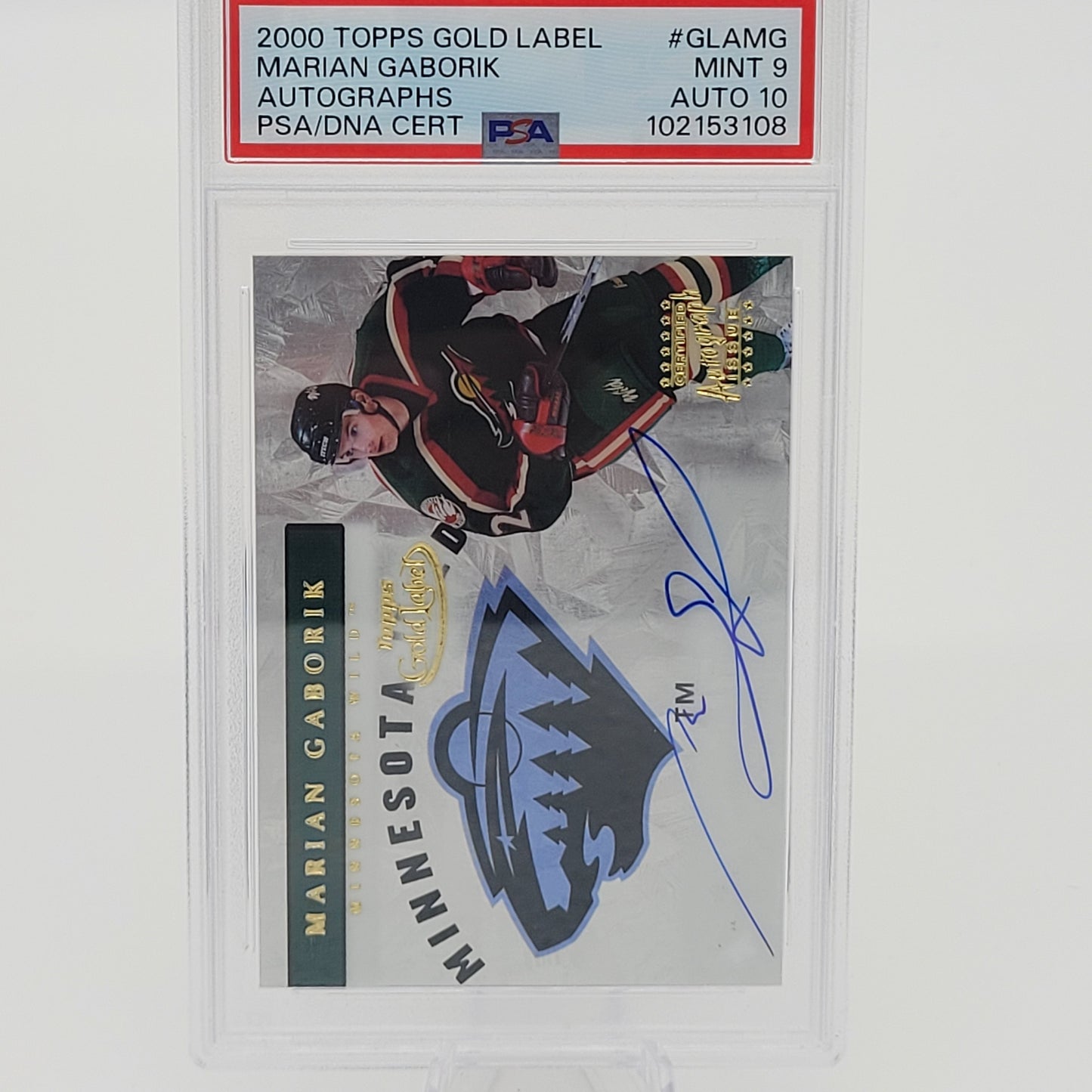 Marian Gaborik 2000-01 Topps Gold Label Hockey PSA 9 with 10 Auto (POP 1)