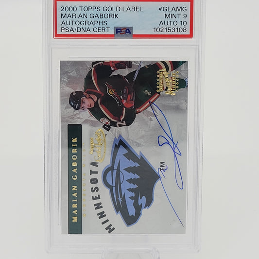 Marian Gaborik 2000-01 Topps Gold Label Hockey PSA 9 with 10 Auto (POP 1)