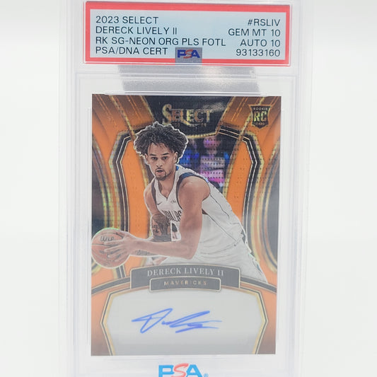 Dereck Lively II 2023 Select Rookie Sign. Neon Pulsar FOTL PSA 10 Auto 10 #'d /30