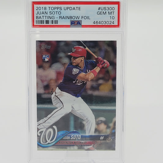 Juan Soto 2018 Topps Update Batting Rainbow Foil PSA 10